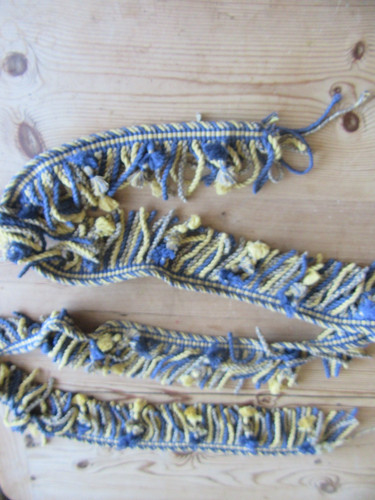 Vintage blue gold tassel braid - vintage, blue/gold