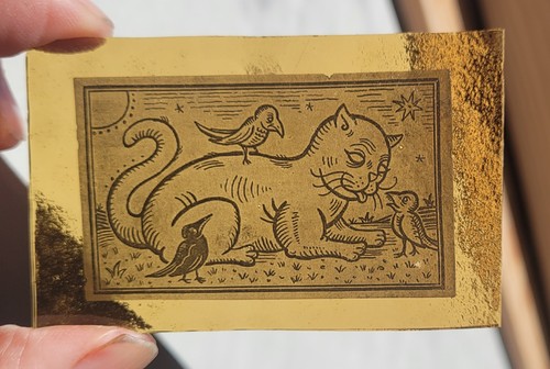 Stained glass witches cat