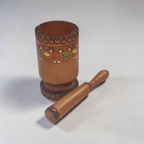 Small wooden mortar pestle - wooden, &