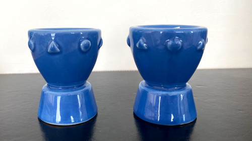 Pair sturdy blue ceramic - pair,