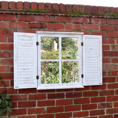 Distressed ivory shutter style - shutter,