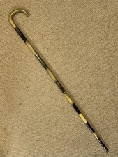Antique Complete Bovine Horn Sections Steel Lined Walking Stick - Crook Handle