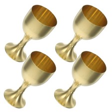  4 Pcs Gold Chalice Goblet Vintage Metal Copper Cups for Drinking
