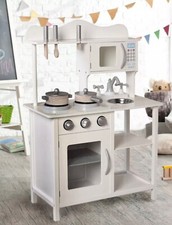 Kids wooden kitchen by Kiddikitchens in white or pink plus optional kitchen set