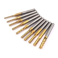 10PCS 4Flute 1.5-3.175mm TiN Coated End Mill HSS Milling Cutter Straight Shank
