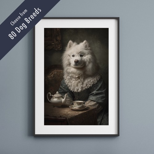 Funny dog tea party print - funny,