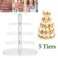 5 Tier Round Acrylic Cupcake Stand For Dessert Display at Party Events