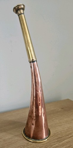 Copper and brass hunting horn - hunting,