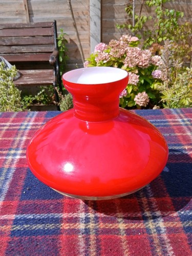 Red glass oil lamp - glass, shade