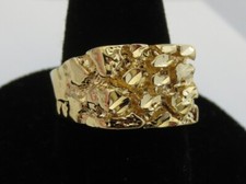 SIZE 5-10  MENS 14 KT GOLD PLATED  DESIGNER NUGGET SQUARED OFF RING STYLE 1