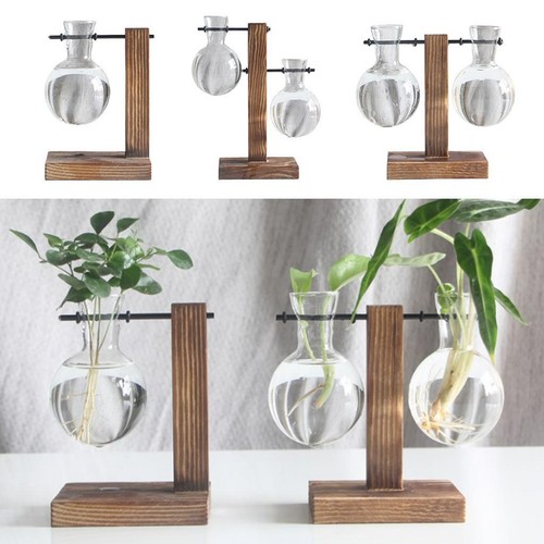 Glass vase with wooden - glass, test