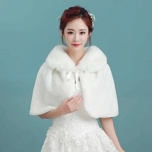 Women faux fur shawl - fur,