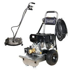 Petrol Pressure Washer 4000psi & 24" Flat Surface Cleaner Whirlaway Hyundai