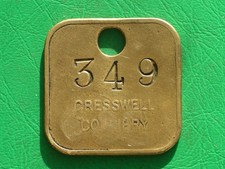 Creswell colliery Derbys two sided brass pit check miners coal mining token lamp