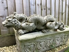 Reconstituted Stone Chinese Dragon Statue | Vintage Mythical Garden Ornament