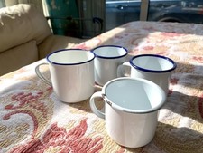 Set of 4 Vintage Enamel Mugs