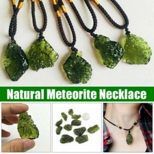 Rare Natural Crystal Green Gem Moldavite Meteorite Impact Glass Necklace Pendant