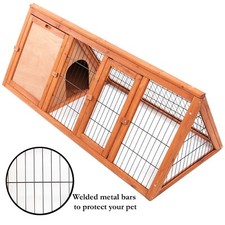 Wooden Rabbit Guinea Pig Hutch 46” Wood Pet Ferret Coop Outdoor House Apex Run