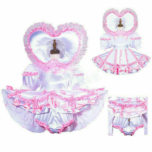 Sissy maid satin dress cosplay