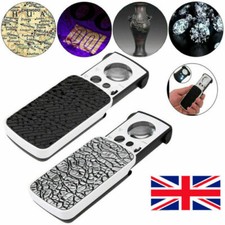 30X 60X 90X Pocket Magnifying Jewellers Magnifier Glass LED Slide Light Loupe