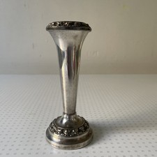 Silver Plated Posy Vases 2-Pack Fluted Flower Bud Vases 5.5" Tall