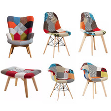 Vintage-Inspired Ergonomic Patchwork Dining Chair | Retro Modern Design | Unique