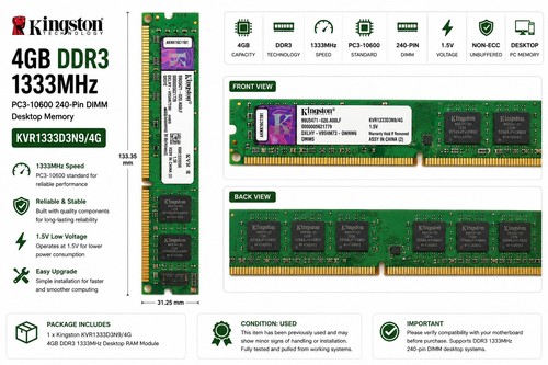 Kingston 4gb ddr3 1333mhz - ddr3,