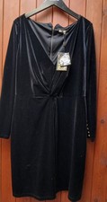 Biba Black Velvet Occasion Evening Dress. Vintage Elegance. Size 16 NEW
