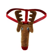 Latest Arrival Men's Khaki Reindeer Thong G String T Back Funny Underwear
