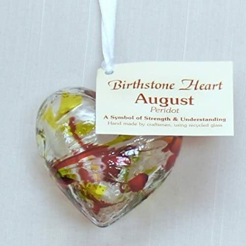 August birthstone glass heart - august,