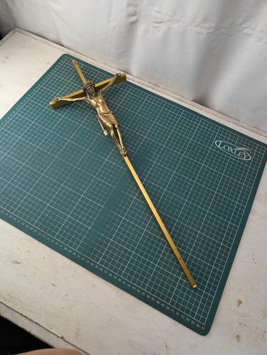 Vintage brass crucifix - vintage, jesus