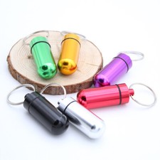 2x Keyring Tablets Medicine Container Pill Box Aluminium Key Chain Drug Holder