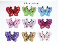 2 x Fabric Butterflies, Butterfly Assorted Colours Iron-On Motif Patch Child,