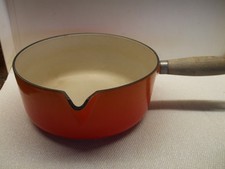 le creuset Vintage Cast Iron Pan Size 20 Orange Wooden Handle
