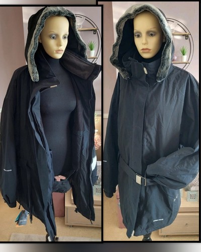 New womens black fur - black, hood