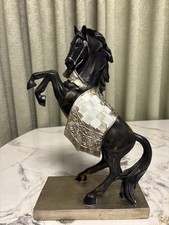 Elegant Black Rearing Horse Sculpture – Handmade Style Decorative Figurine, 26cm