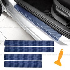 4x Car Blue Carbon Fiber Scuff