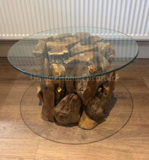 Teak root coffee table - table, rustic