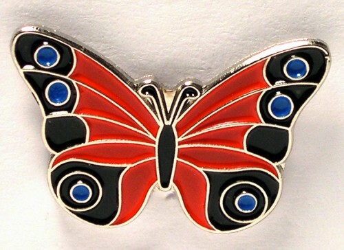 Red butterfly enamel - enamel, badge