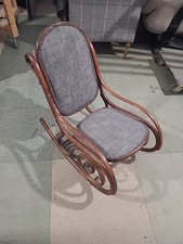 Antique Thonet Bentwood Rocking Chair Upholstered In Good Condition 