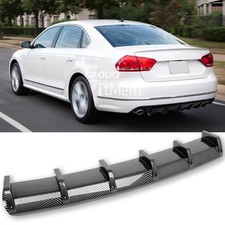 Carbon Fiber Look Rear Bumper Spoiler Fins Diffuser Body Kit For VW Passat B8 B9