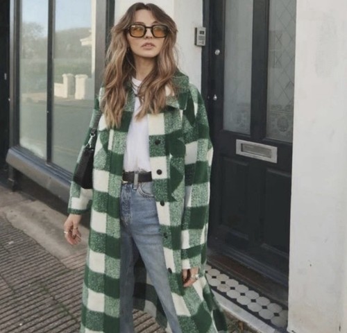 Zara wool blend check - wool, coat