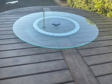 Tempered glass garden table lazy Susan turntables inc parasol hole 70cm or 55cm