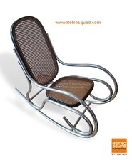 Danish Modern MCM Marcel Breuer Chrome & Cane Rocking Chair