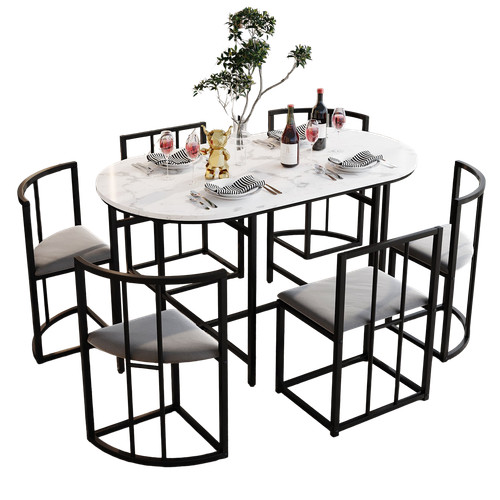 Dining table and chairs - and,