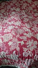 DORMA SAMIRA REVERSIBLE RED & BEIGE QUILTED KING SIZE THROW BEDSPREAD 
