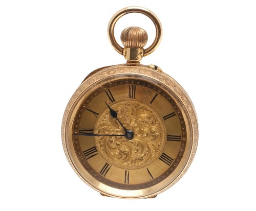 18k gold engraved pocket watch - pocket,