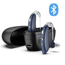 1 Pair Bluetooth Hearing Aid Rechargeable Invisible BTE Ear Aids Charger Dock
