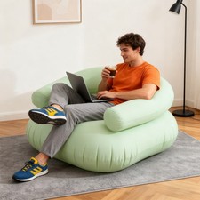 Inflatable Donut Chair Flocked Camping Blow Up Air PVC Flocked Gaming Reading 