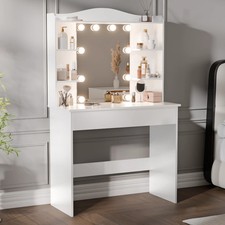 Dressing Table With Mirror Storage Makeup Desk Vanity Table Led Lights Bedroom